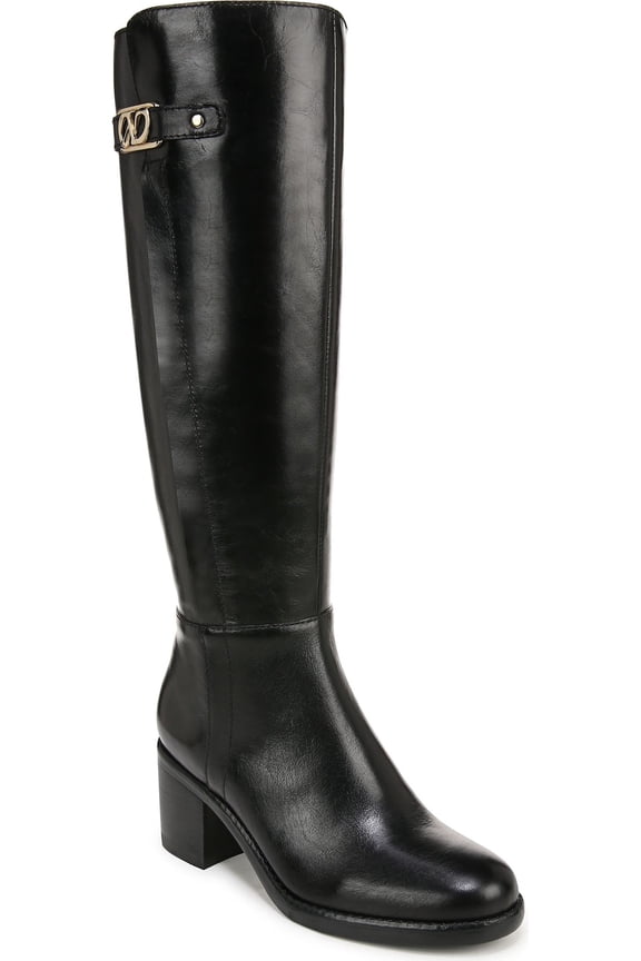 Women's Fannie Block Heel Knee High Boot Black Leather 5M