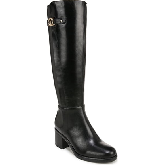 Naturalizer Women's Fannie Block Heel Knee High Boot Black Leather 5M