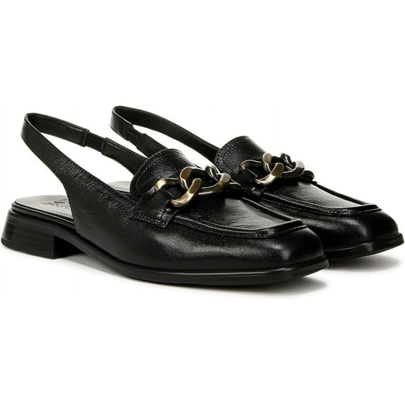Naturalizer Women's Frances Slingback Chain Detail Loafer Black Leather 9M