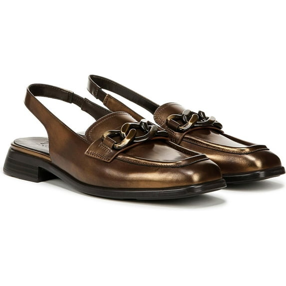 Naturalizer Women's Frances Slingback Chain Detail Loafer Chestnut Brown Leather 8M