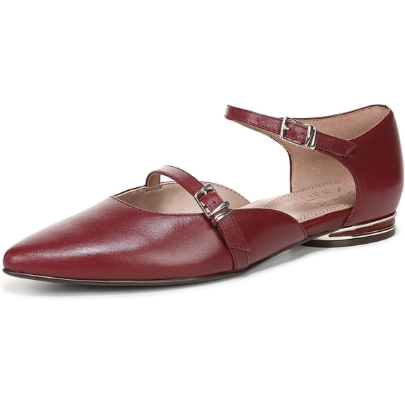 Naturalizer Women's Harmony Ankle Strap Pointed Toe Flat Cranberry Red 11W