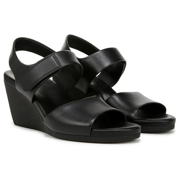 Naturalizer Women's Imani Wedge Sandal Black Leather 5M
