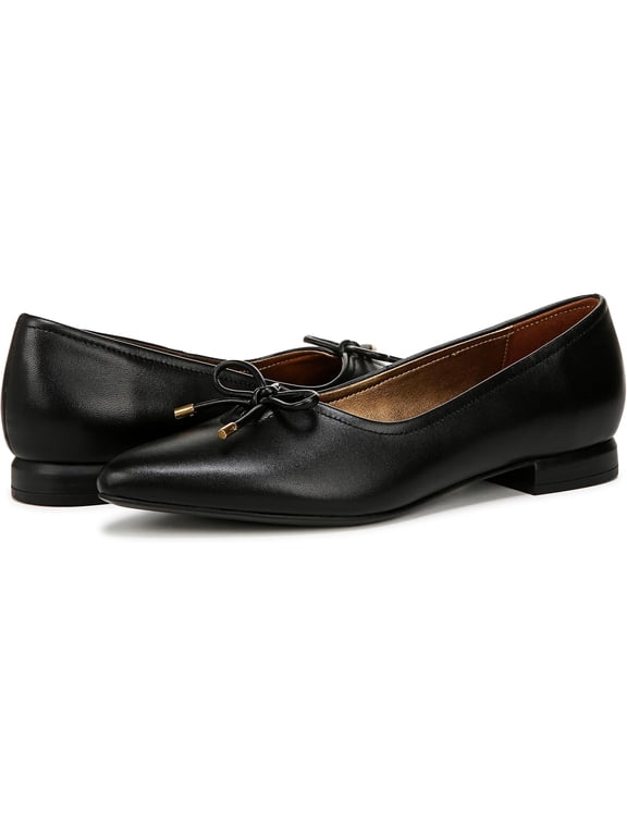 Women's Joiner Pointed Toe Ballet Flat Black Leather 6W