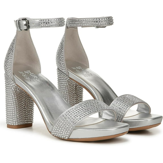 Naturalizer Women's Joy Heeled Sandals Silver Glitz 10M