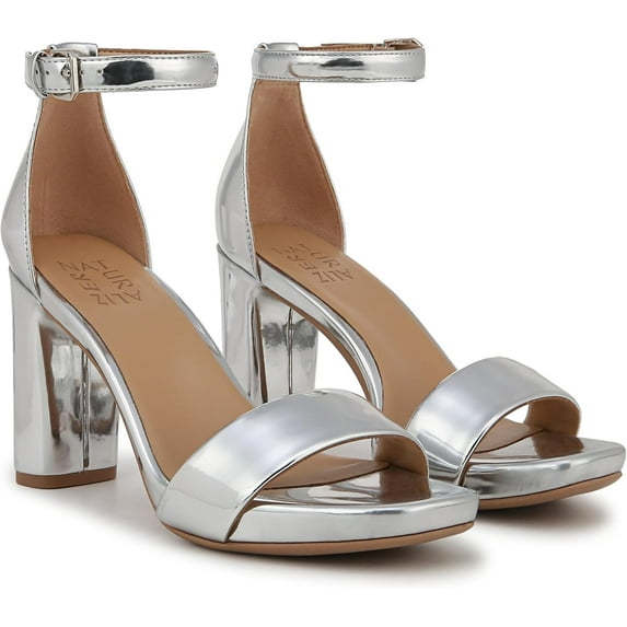Naturalizer Women's Joy Heeled Sandals Silver Metallic Smooth 7W
