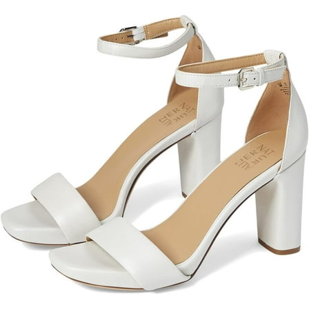 Naturalizer Women's Joy Heeled Sandals White Leather 10M