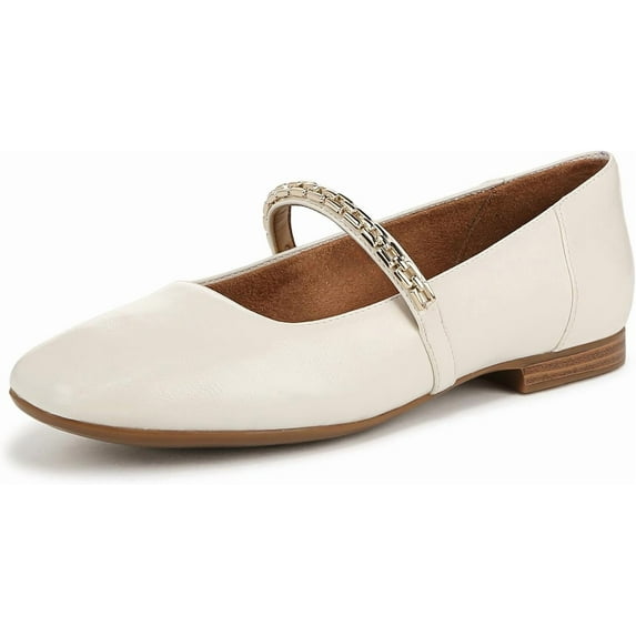 Naturalizer Women's Kelly Chain Mary Jane Flat Warm White 8M