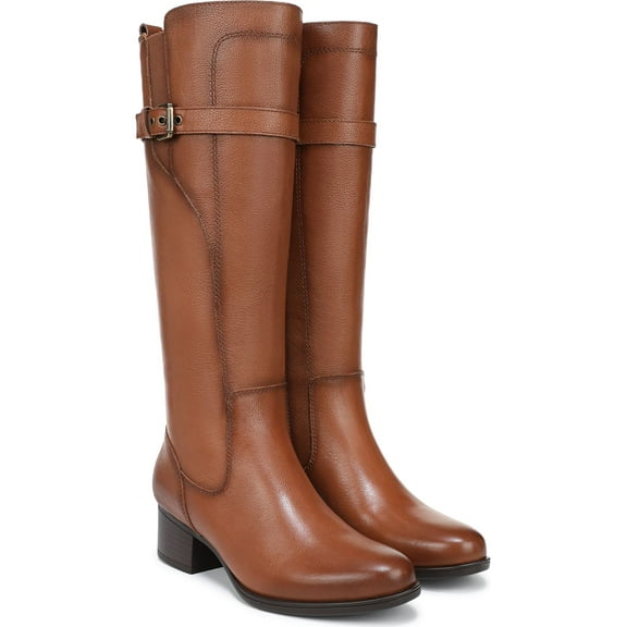 Naturalizer Women's Kenna Knee High Boot English Tea Brown Leather Extra Wide Calf 7.5W