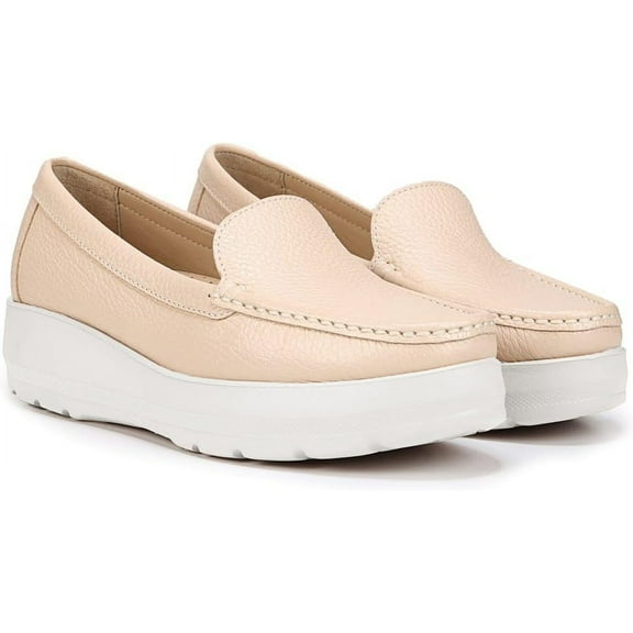 Naturalizer Women's Luanna Platform Slip On Loafer Beige Leather 9M