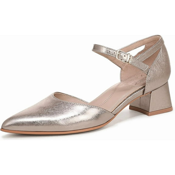 Naturalizer Women's Maddox Block Heel Ankle Strap Pump Patina Pewter Leather 9M