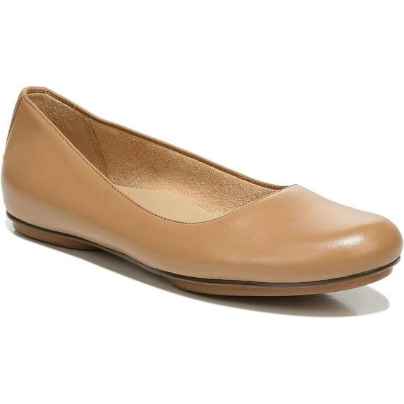 Naturalizer Women's Maxwell Round Toe Slip-On Ballet Flats Cafe Leather 8W