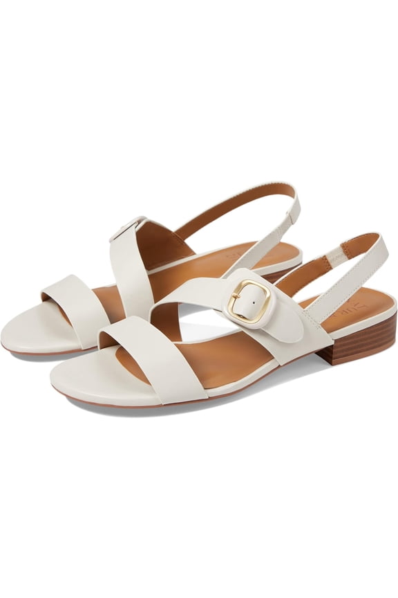 Women's Meesha Slingback Low Heel Sandal Satin Pearl White Leather 12M