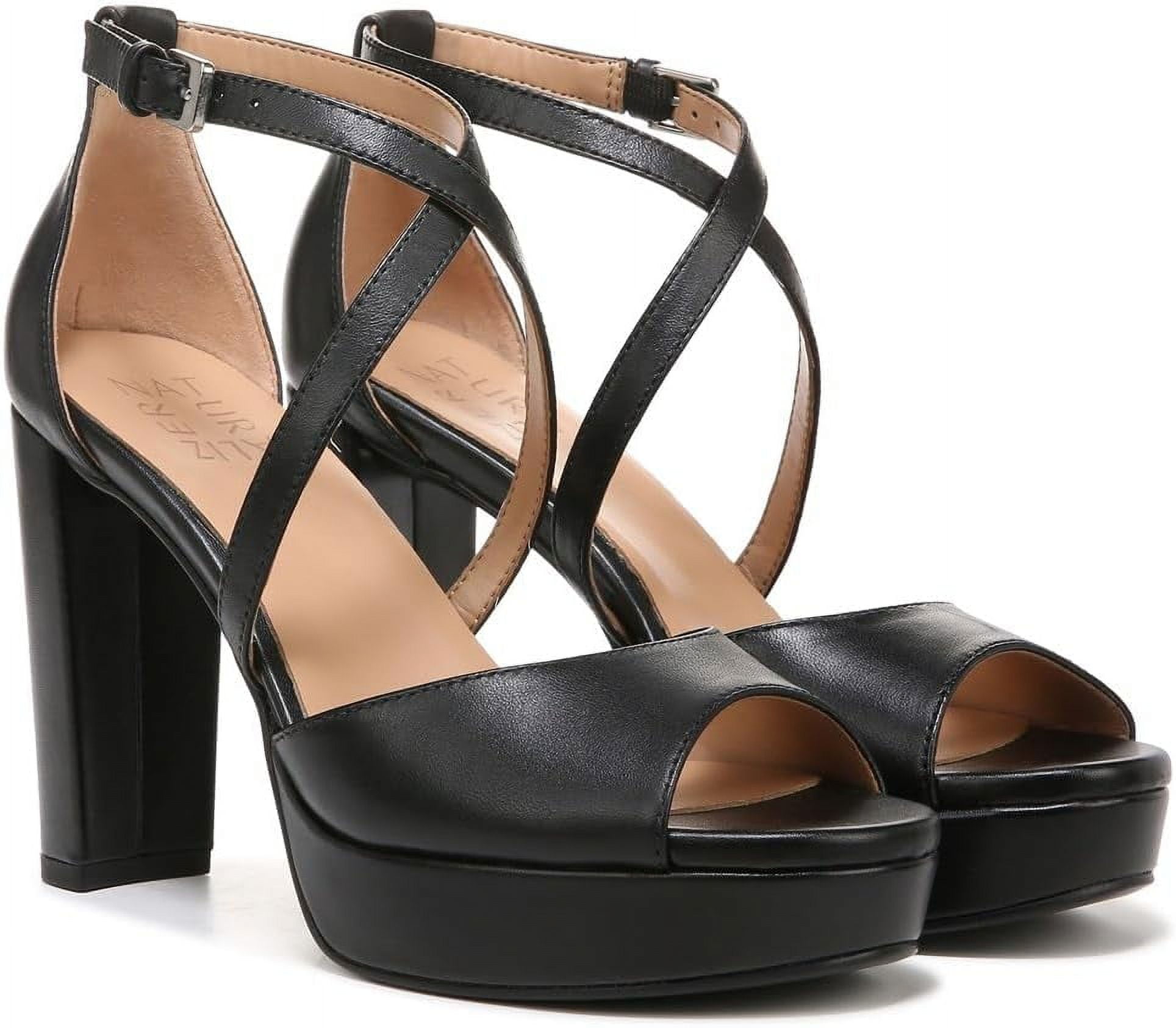 Naturalizer Women s Melody Platform Block Heel Sandals Black Leather 7.5W Walmart