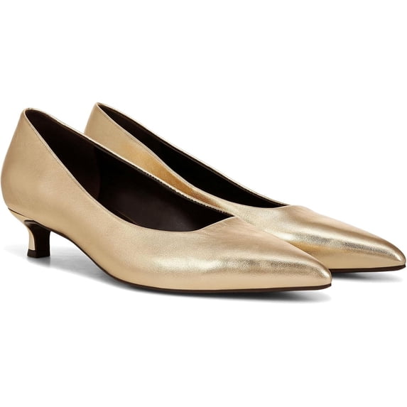 Naturalizer Women's Natalia Kitten Heel Pointed Toe Pump Dark Gold Leather 12M