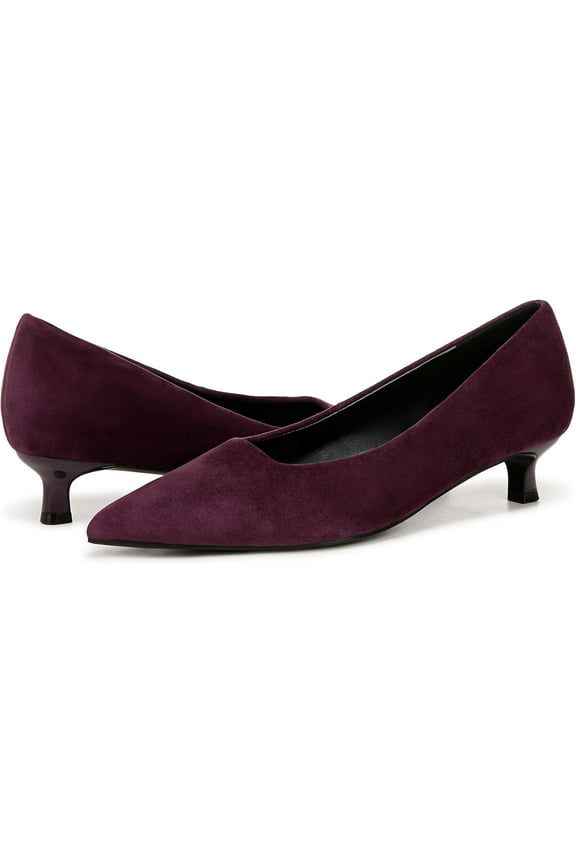 Women's Natalia Kitten Heel Pointed Toe Pump Deep Plum Purple Suede 10XW