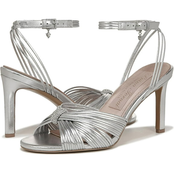 Naturalizer Women's Pnina Tornai Cariad Ankle Strap Dress Heel Silver Leather 10.5M