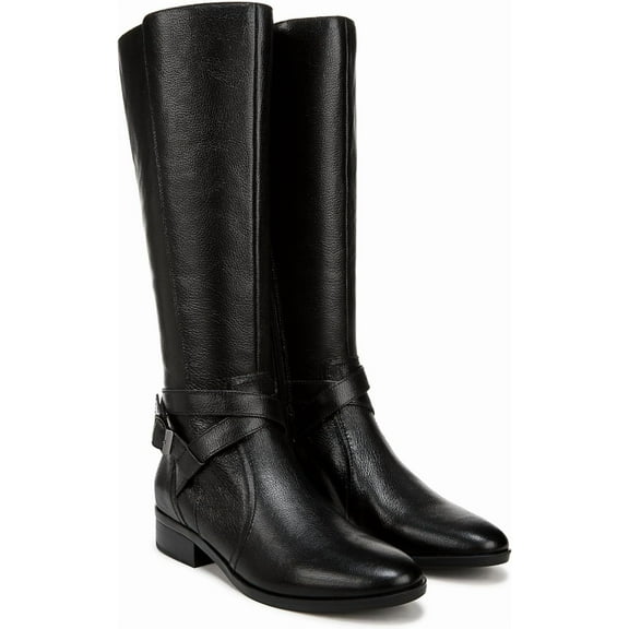 Naturalizer Women's Rena 2 Riding Boot Black Leather Extra Wide Calf 8XW