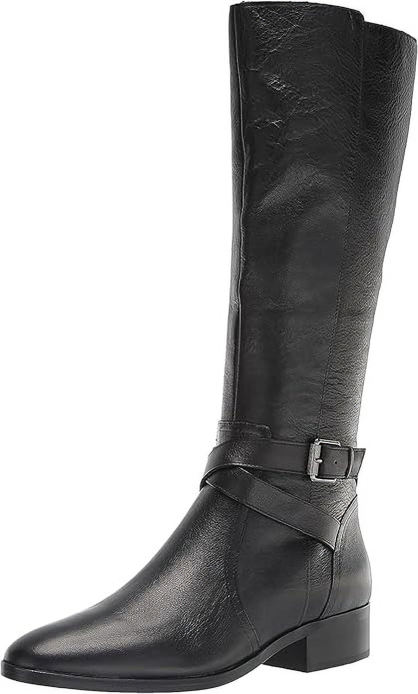 Naturalizer Women's Rena Wide Calf Knee High Boots Black Leather