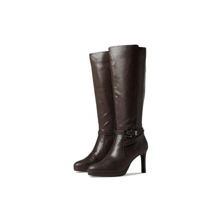 Naturalizer Women's Taelynn Knee High Boot Forest Brown Snake Leather 8.5 W