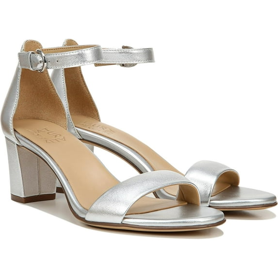 Naturalizer Women's Vera Ankle Strap Sandals Silver Metallic Leather 8.5W