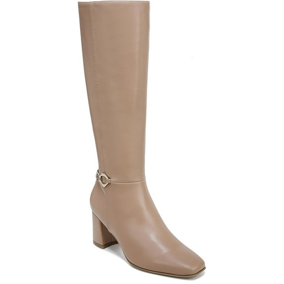 Naturalizer Women's Waylon Knee High Boots Beige Smooth Wide Calf 8M