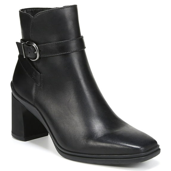Naturalizer Womens Aimee Water Resistant Ankle Boot Black Leather 10W