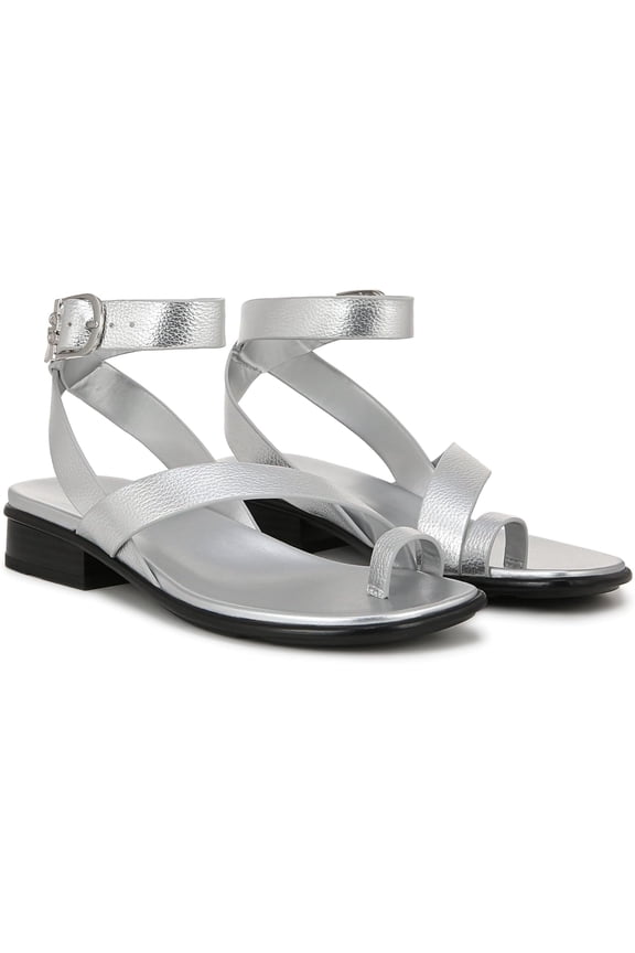 Womens Birch Strappy Flat Sandal Silver Metallic 5M
