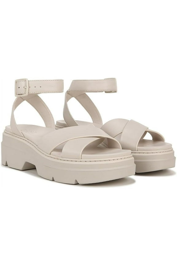 Womens Darry Leather Ankle Strap Platform Sandals Satin Pearl Leather 12M