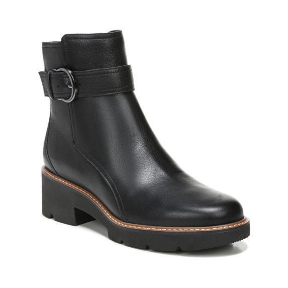 Naturalizer Womens Dasha Leather Zipper Ankle Boots Black 8 Wide (C,D,W)