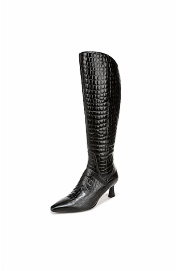 Women's Deesha Knee High Boot Black Croco Narrow Calf 8M