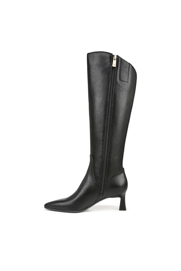 Women's Deesha Knee High Boot Black Leather Wide Calf 6.5M