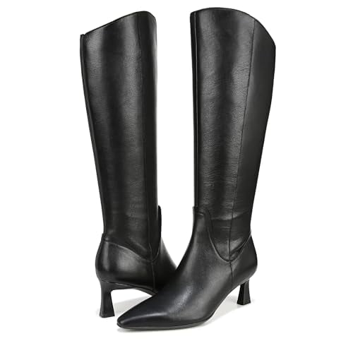 Naturalizer Women's Deesha Knee High Boot Black Leather Wide Calf 8W