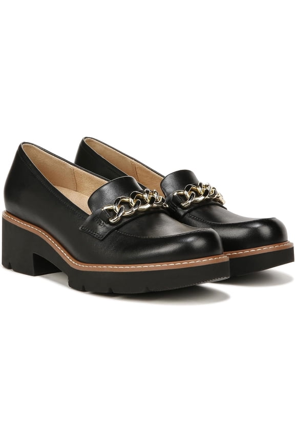 Womens Desi Chain Detail Platform Lug Sole Heeled Loafer Black 10.5M