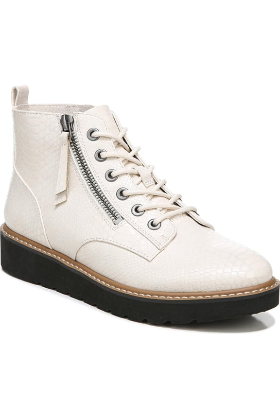Womens Eeva Faux Leather Double Zipper Booties