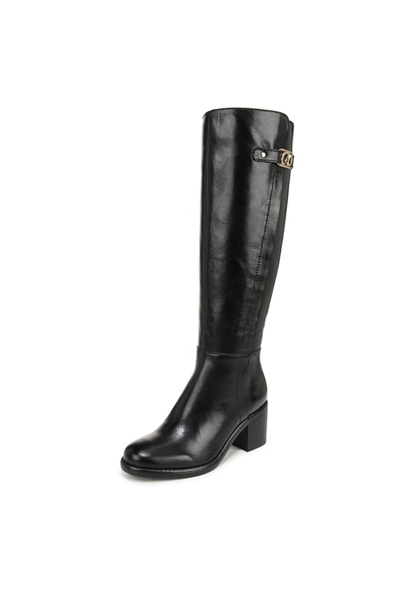 Women's Fannie Block Heel Knee High Boot Black Leather 10M