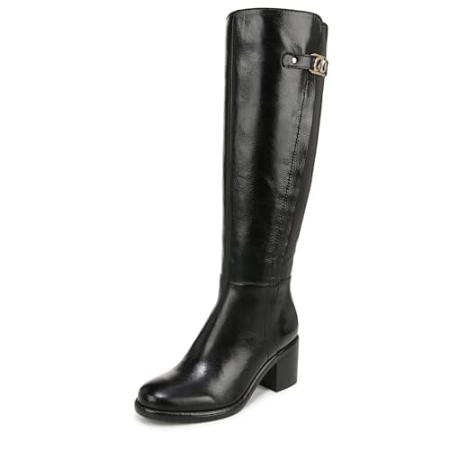 Naturalizer Women's Fannie Block Heel Knee High Boot Black Leather 7M