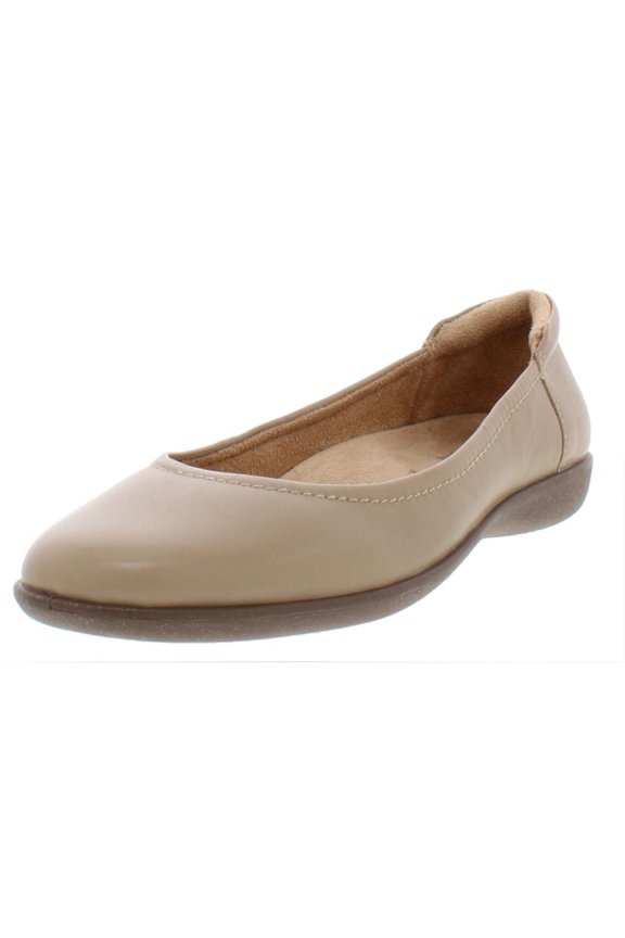 Womens Flexy Leather Round Toe Ballet Flats Beige 9 Medium (B,M)