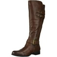 thumbnail image 1 of Naturalizer Womens Jessie Knee High Buckle Detail Riding Boots - Wide Calf, Chocolate Brown Leather, 6.5 Wide, 1 of 6