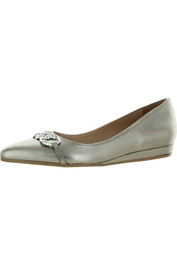 Womens Katalie Leather Almond Toe Ballet Flats