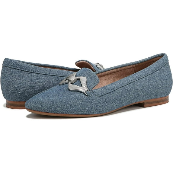 Naturalizer Womens Leala Slip-on Loafers Blue Denim Leather 10M