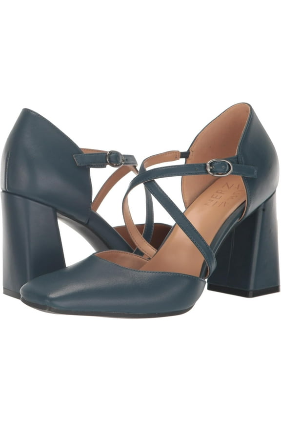 Womens Leesha Strappy Closed Toe Block Heel Pump Oceanic Blue 11M