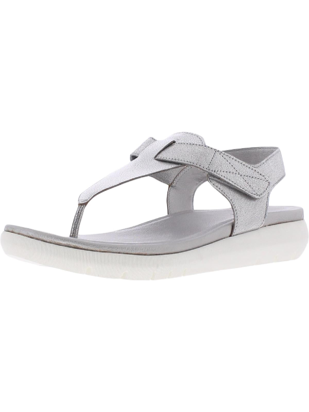 Naturalizer Womens Lincoln Nubuck Thong Platforms Silver 8 Medium