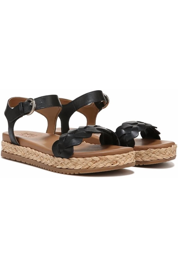 Womens Neila Casual Ankle Strap Sandal Black Leather 8.5M