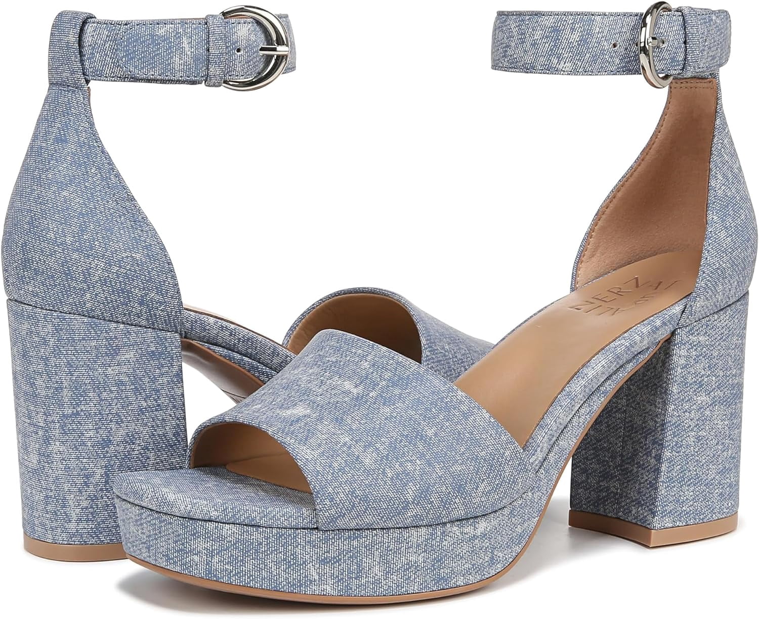 Naturalizer Womens Pearlyn Platform Sandal Clear Sky Blue Suede 8M