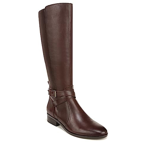Naturalizer Womens Rena Knee High Riding Boot - Wide Calf, Chocolate Brown Leather, 6