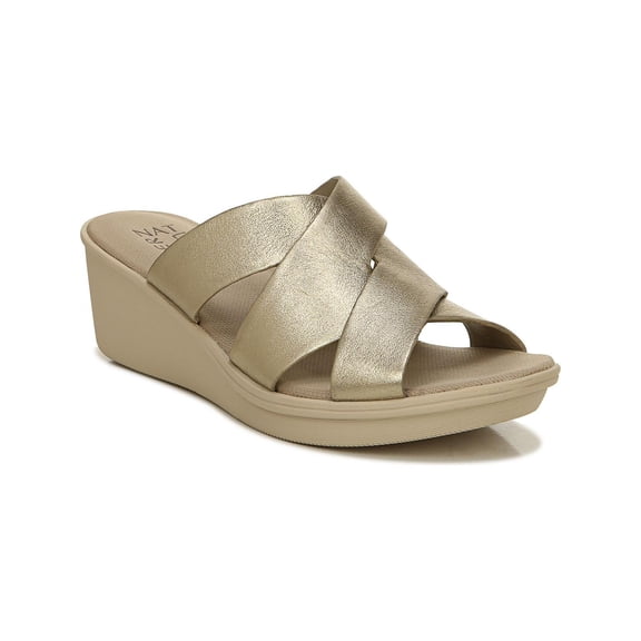 Naturalizer Womens Rowena Leather Slip On Wedge Sandals