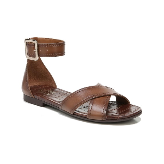 Naturalizer Womens Sausalito Faux Leather Ankle Strap Flat Sandals