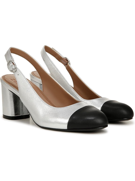 Womens Sophie Cap Toe Slingback Pump Silver Metallic 6W
