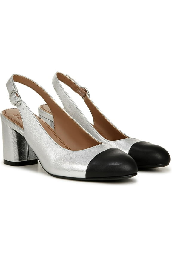 Womens Sophie Cap Toe Slingback Pump Silver Metallic 9M