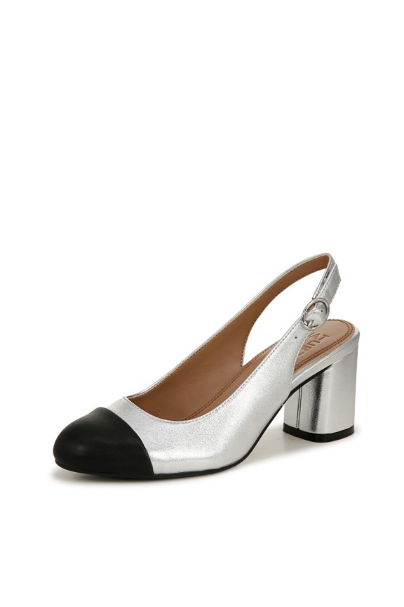 Womens Sophie Cap Toe Slingback Pumps, Silver Metallic, 7 Wide
